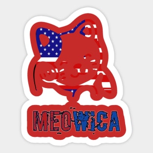 Meowica USA American Flag Cat T-Shirt funny t-shirt and gift Meowica t-shirt 4th of July t-shirt Sticker